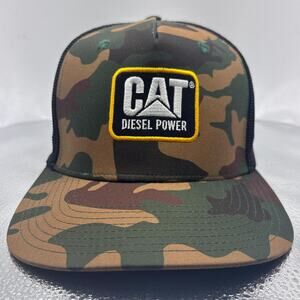 CAT Diesel Power Hat Camo Trucker Snapback Caterpillar Workwear Cap